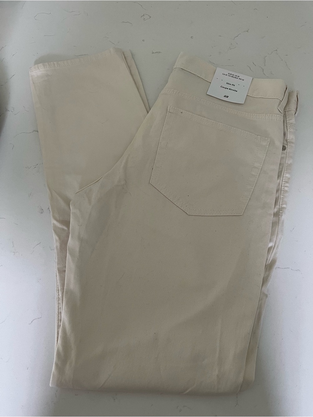 Cream High-Rise Straight Leg Pants